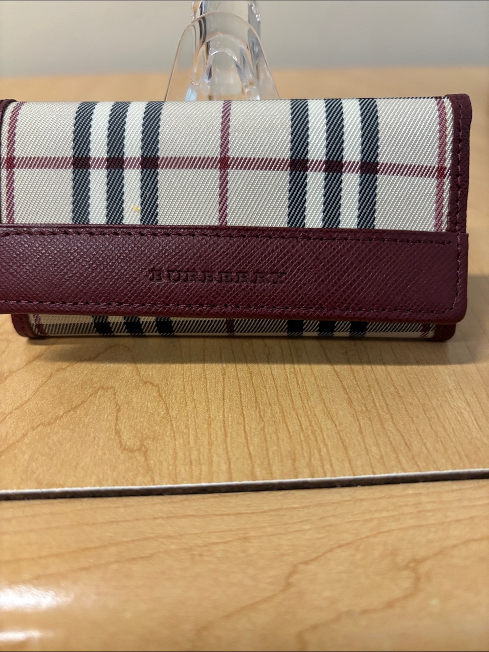 Burberry & Key Holder in Cream, Black and Burgundy